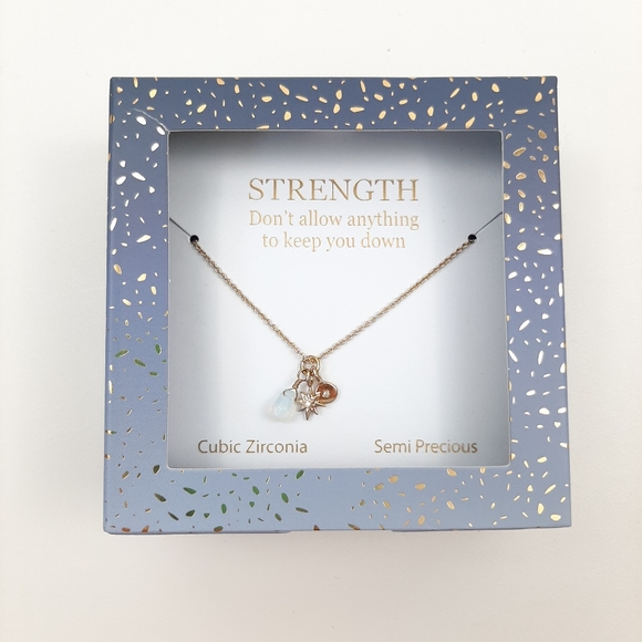 Strength Cubic Zirconia Semi Precious Metal Necklace - Picture 7 of 7